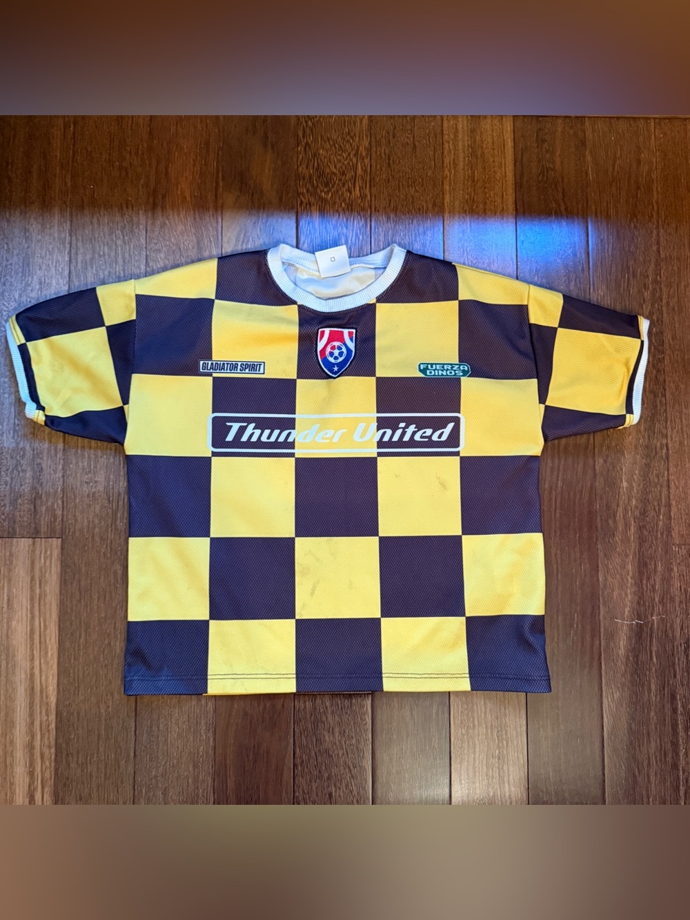 Zara Kids' Checkered Yellow & Black Soccer Jersey Size 6